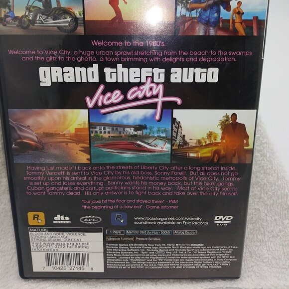 Sony Playstation 2 Grand Theft Auto Vice City Video Game 2002 Cars Action - Picture 4 of 7